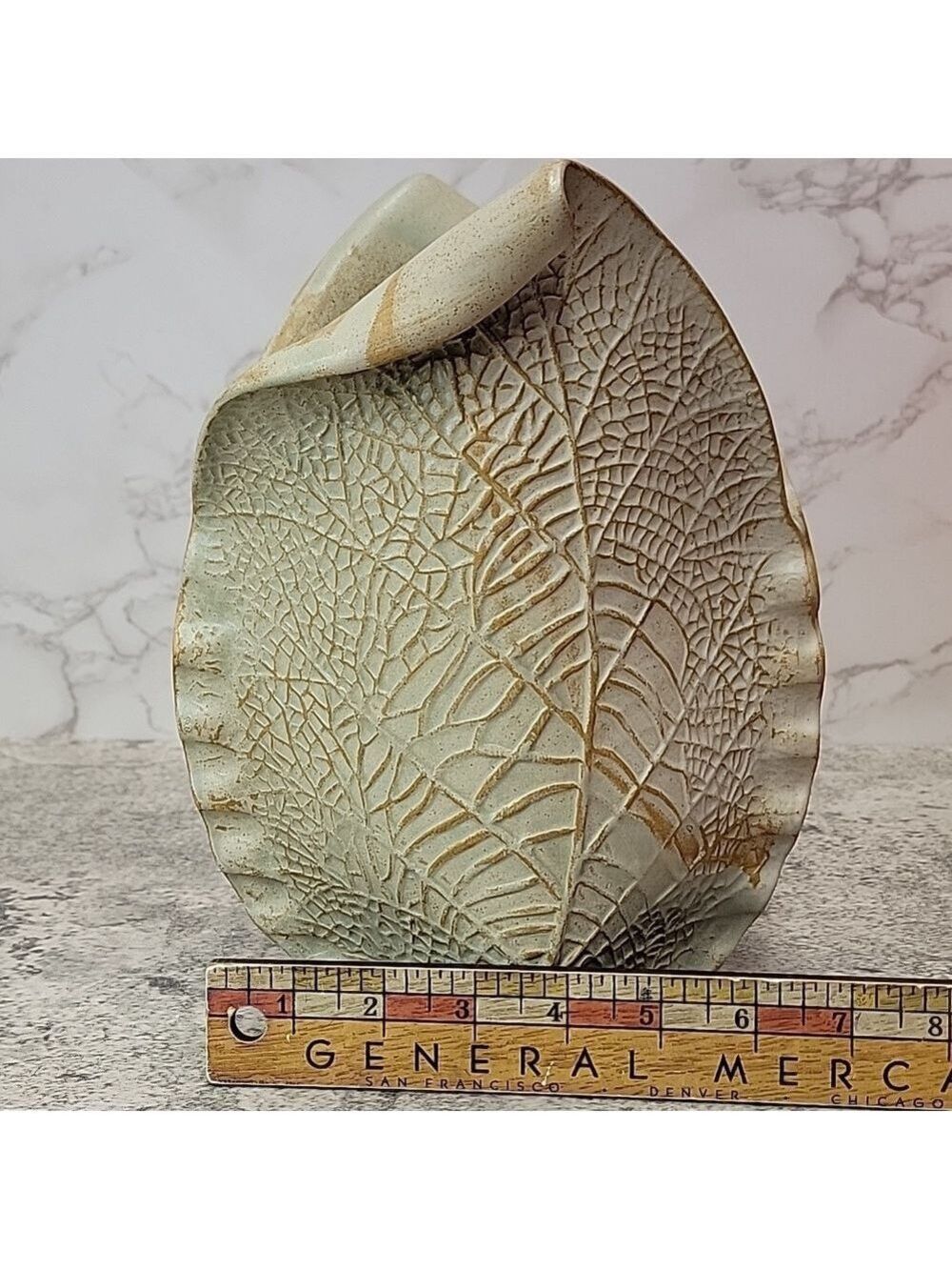 Textured Leaf Patterned Ceramic Vase - Picture 7 of 8